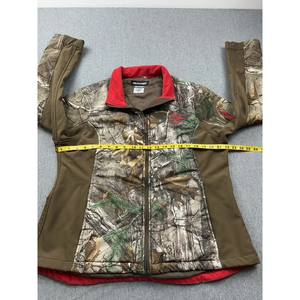 Realtree Xtra Hunting Jacket Mens XL Camo Red Brown Soft Shell Full Zip Coat‎